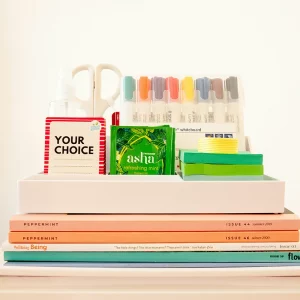 Stack of magazines and stationery