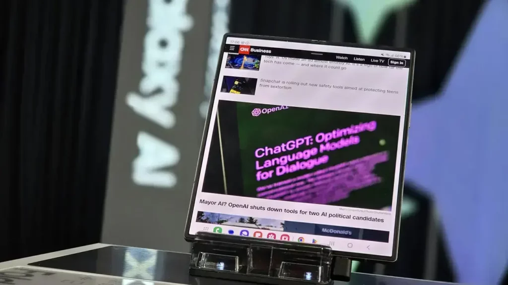 tablet on a display stand at a Durban Trade Fair