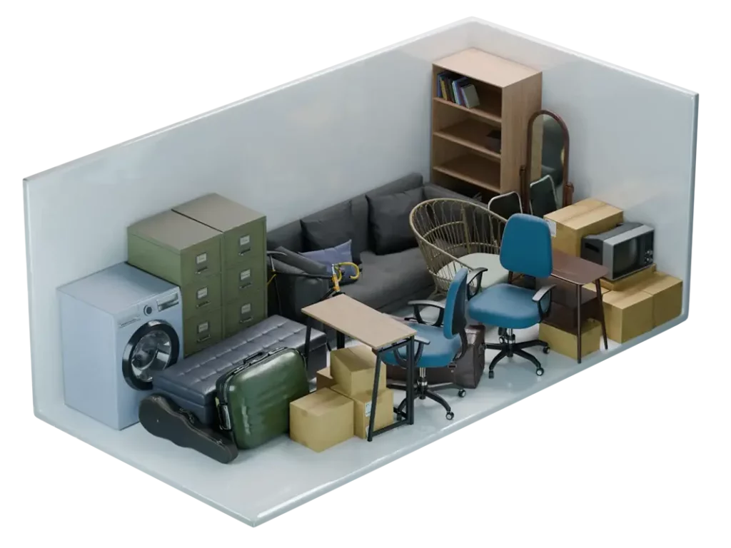 North Store's 18 square metre unit with home furnishings stored