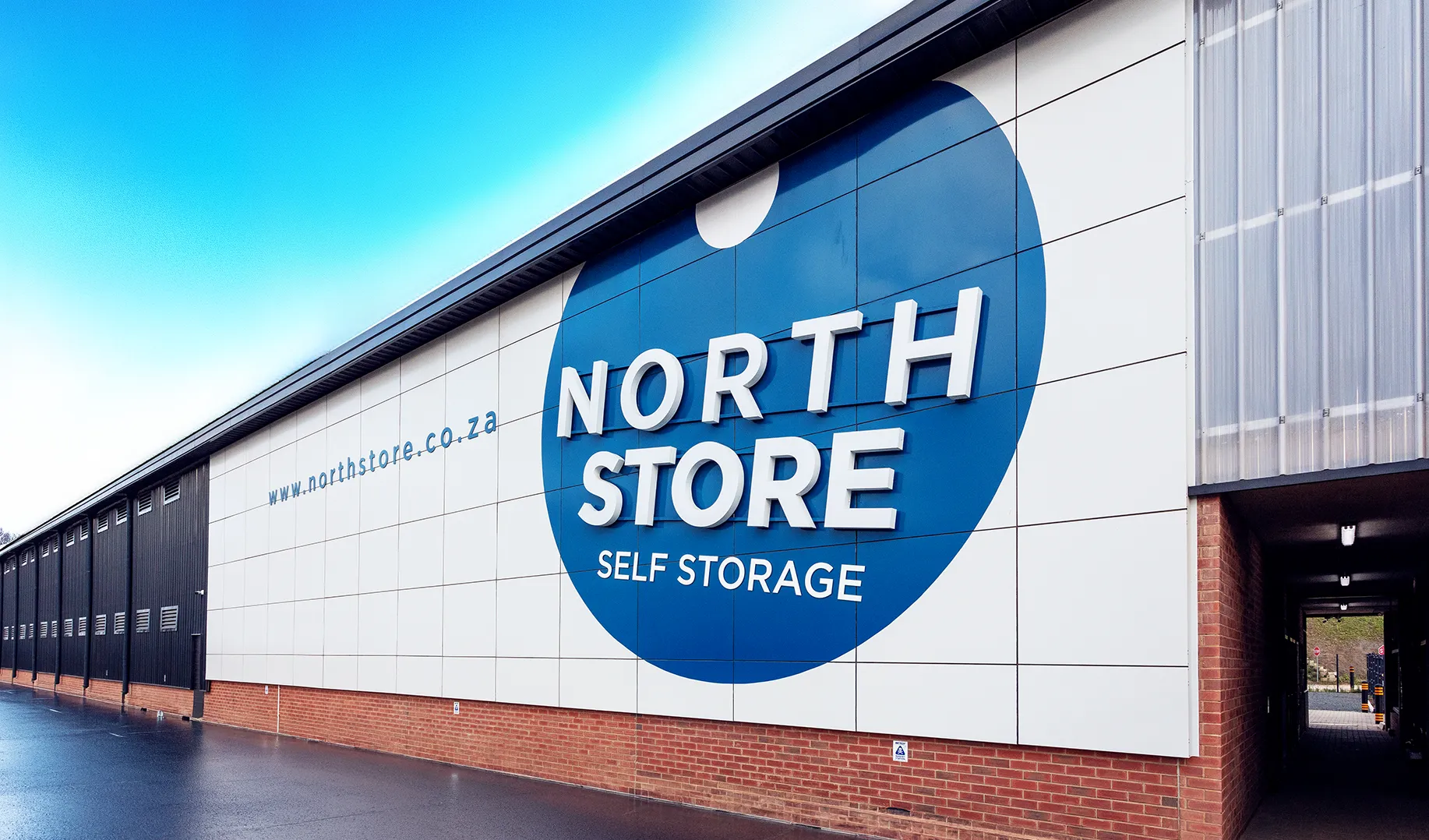 Front signage of the purpose-built self-storage facility, North Store, located at the entrance to North Point Ballito